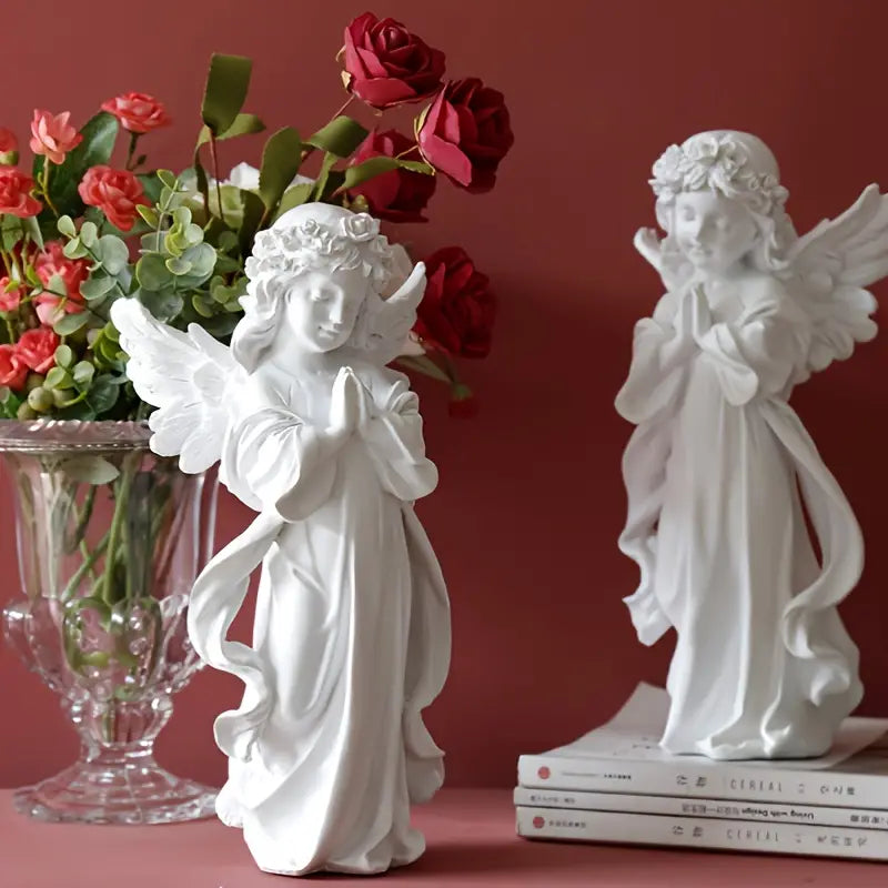 Praying Angel Girl Sculpture – Elegant Resin Home Decor