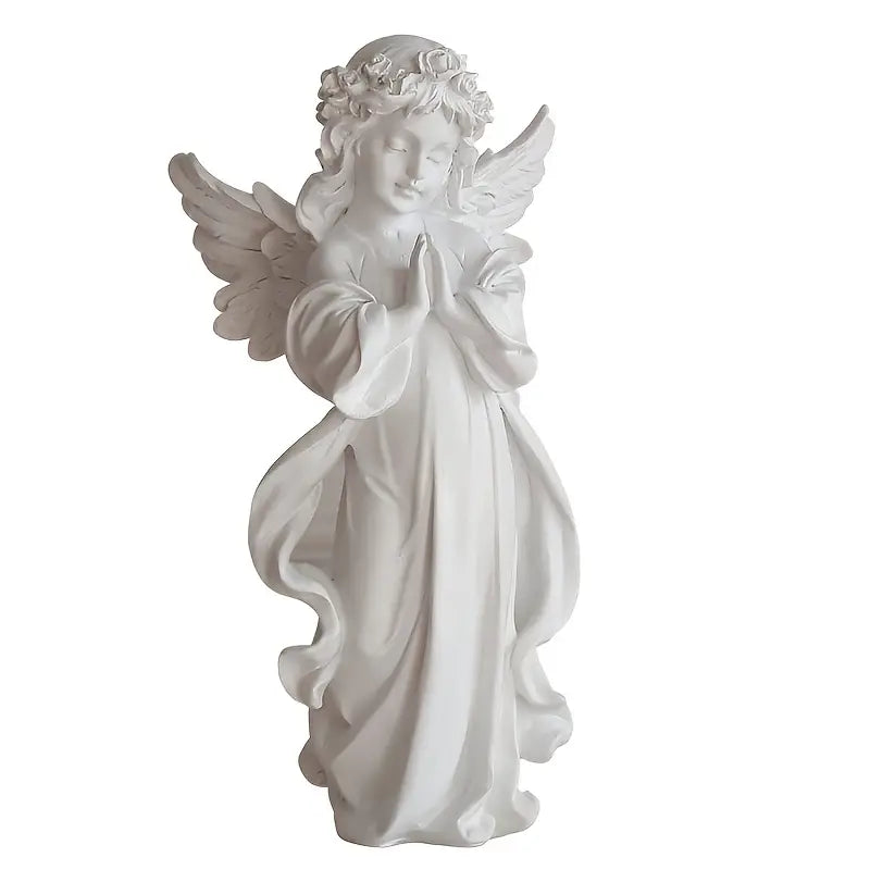 Praying Angel Girl Sculpture – Elegant Resin Home Decor