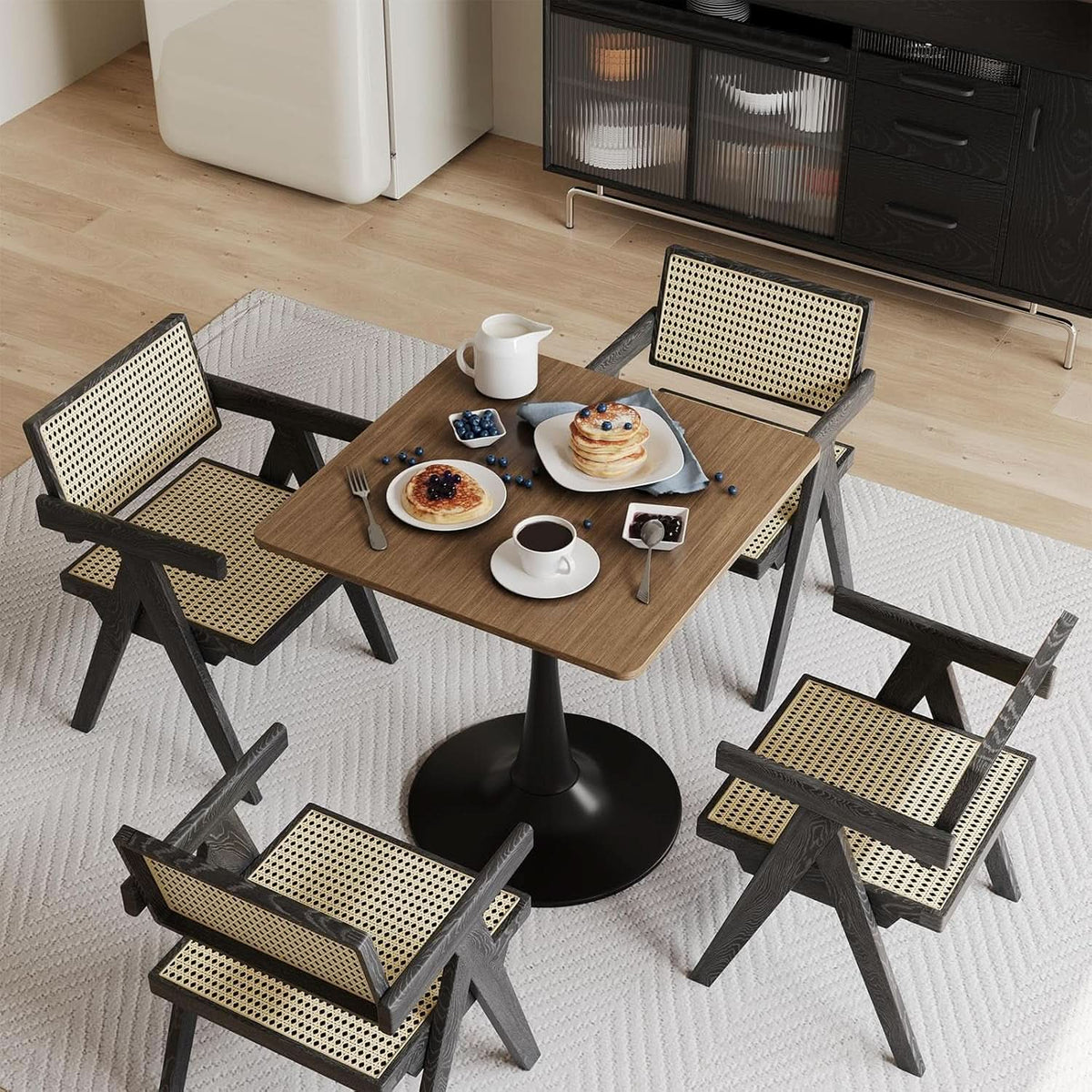 42" Walnut Tulip Dining Table for 2 | Modern Pedestal Bistro Table