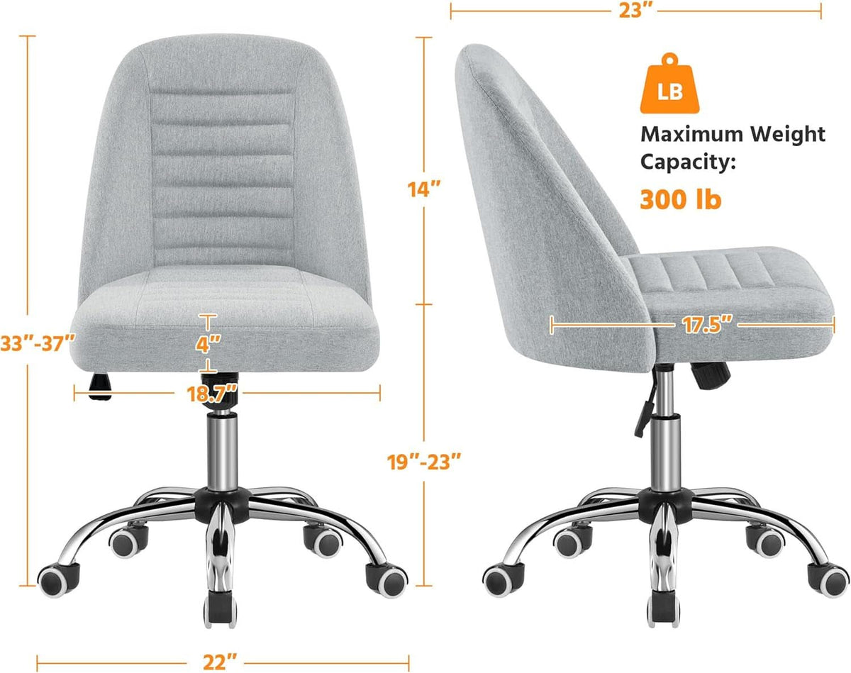 Linen Office Desk Chair with Rolling Wheels