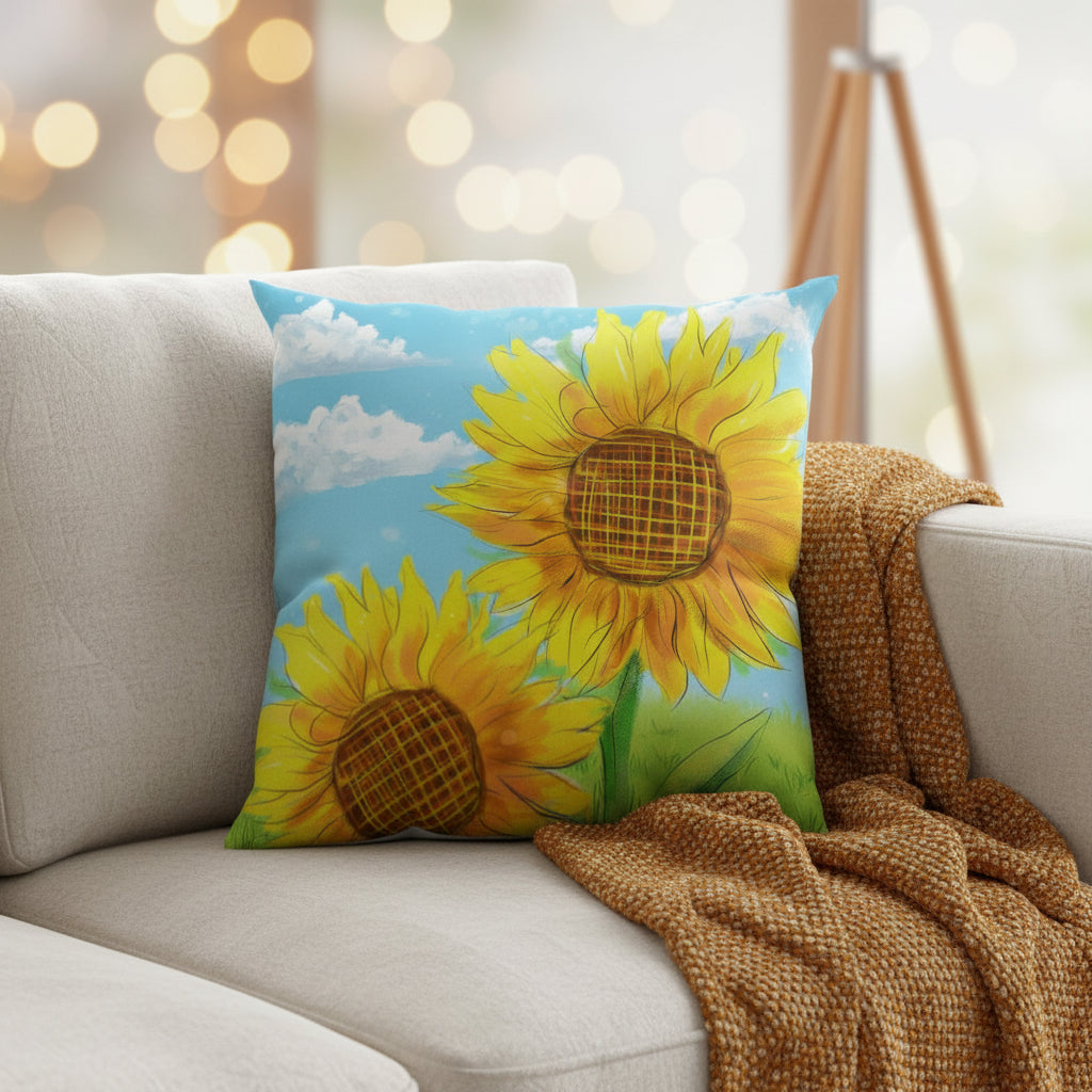 Nordic Sunflower Decorative Pillow for Sofa and Office