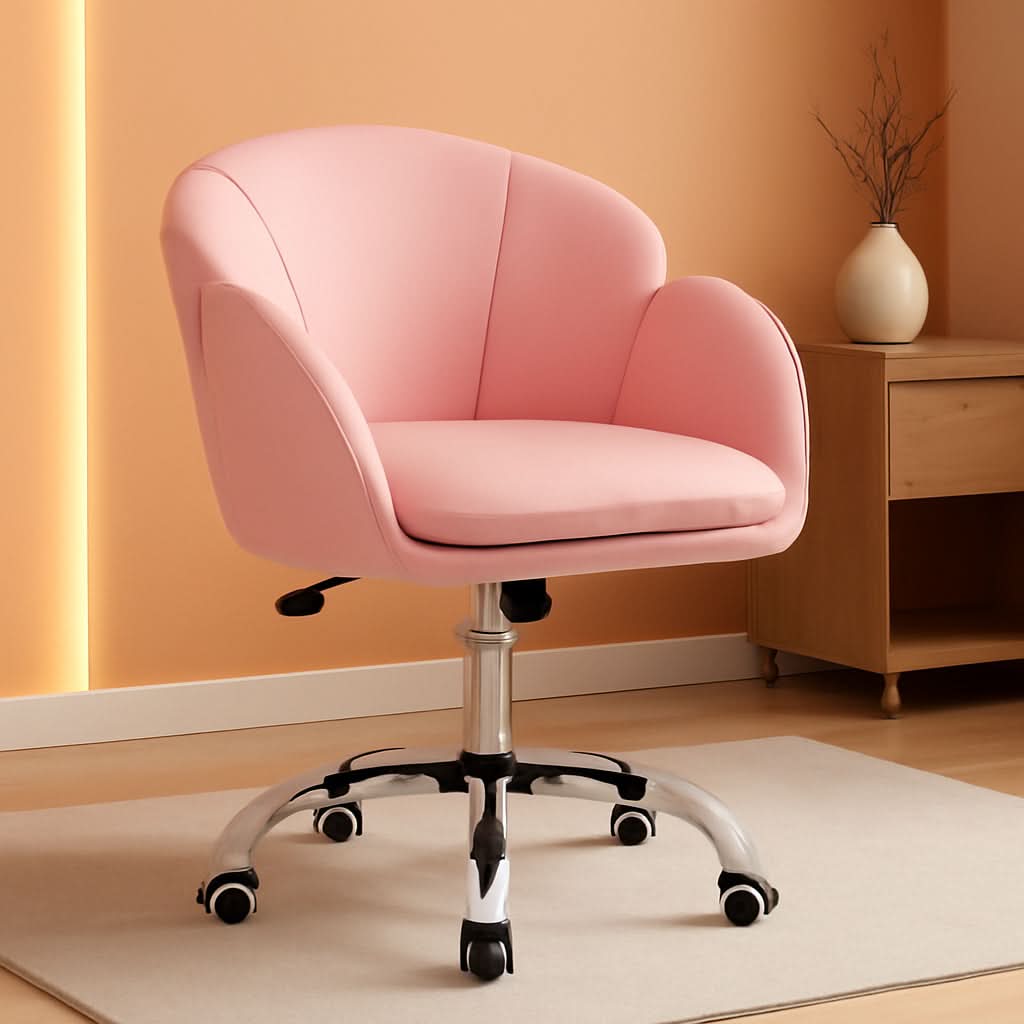 Pink Petal Swivel Desk Chair — Faux Leather