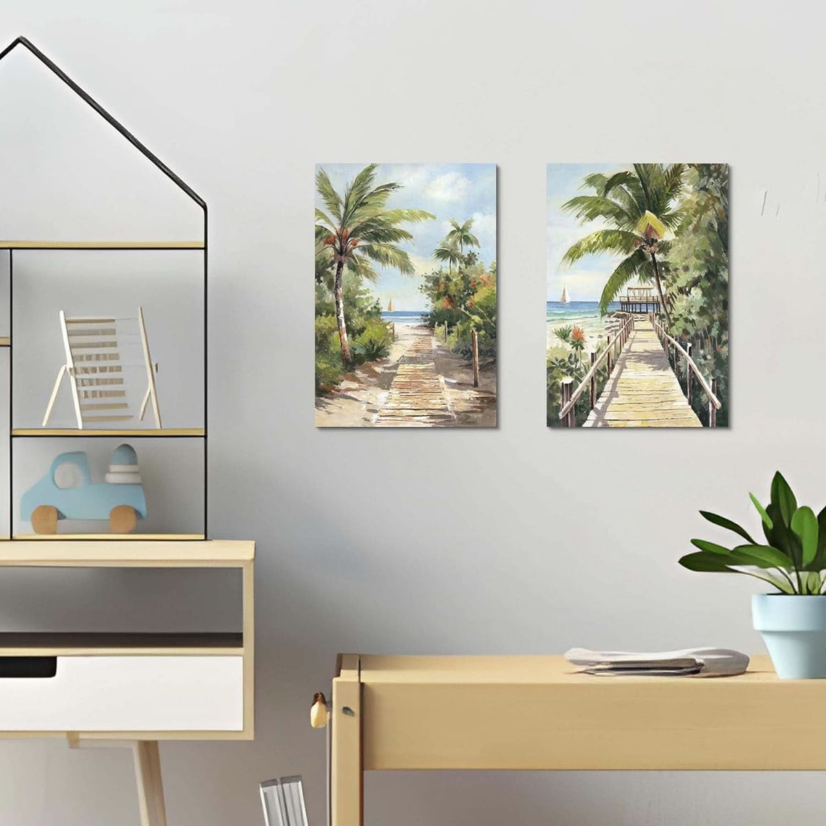 Two Panel Tropical Seascape Canvas Art | 11x16 in. (0.9x1.3 ft) | Gallery Quality