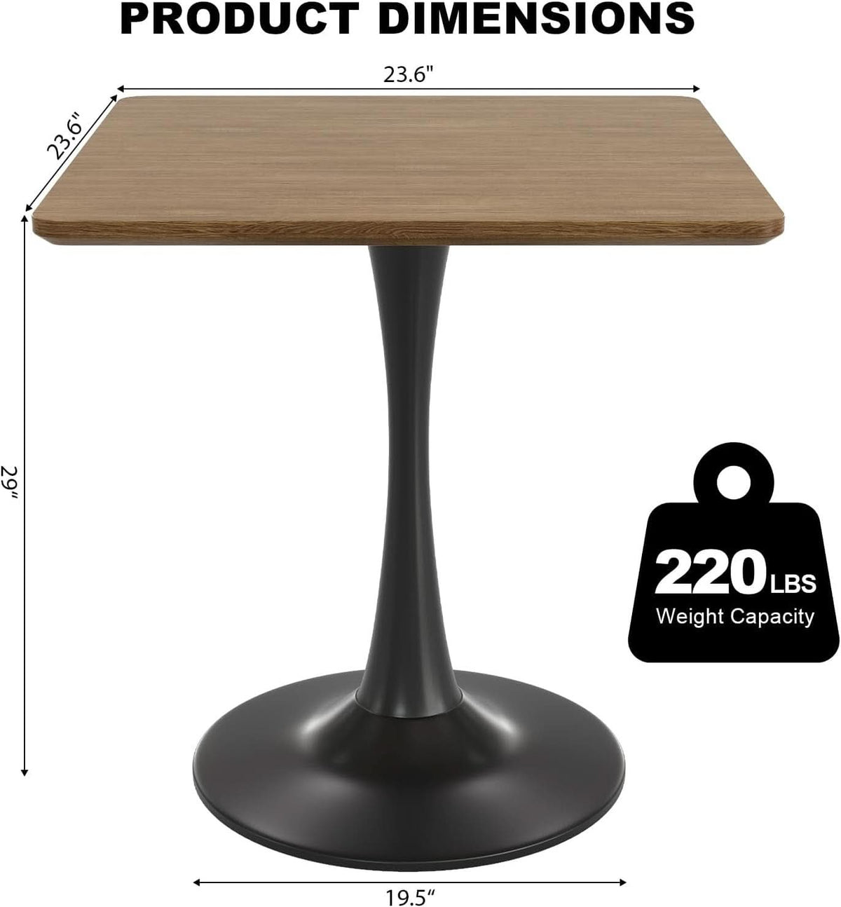 42" Walnut Tulip Dining Table for 2 | Modern Pedestal Bistro Table