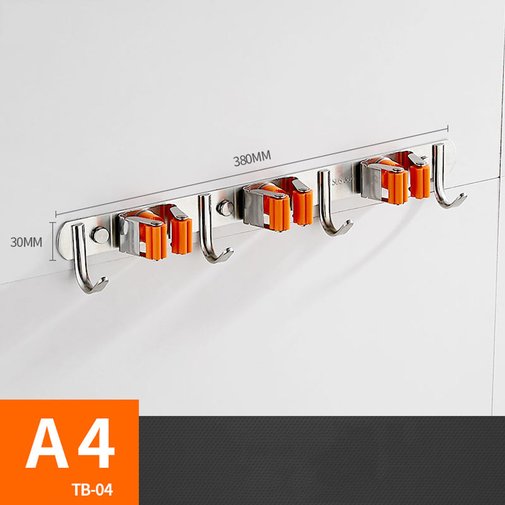 Wall-Mounted Broom and Mop Hook Storage Rack