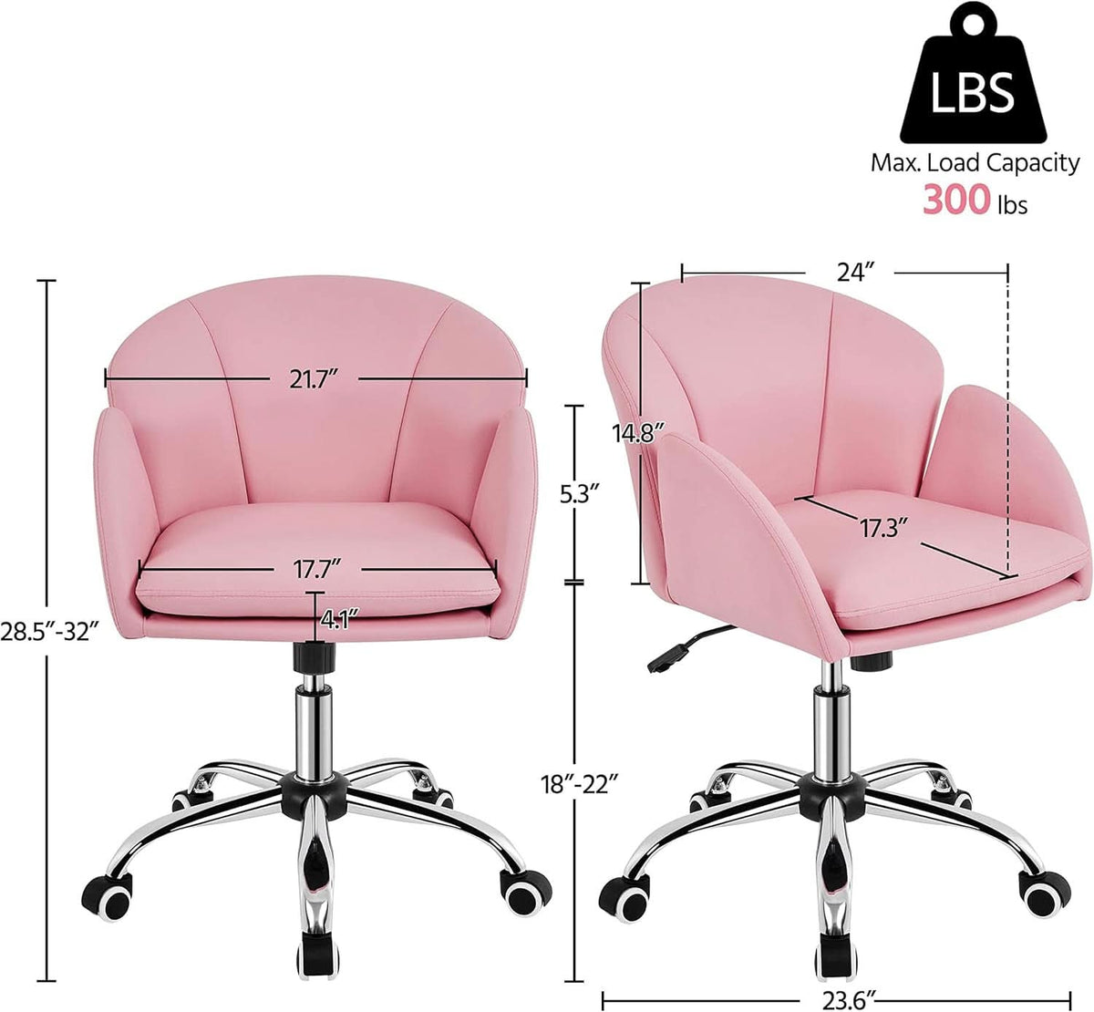 Pink Petal Swivel Desk Chair — Faux Leather