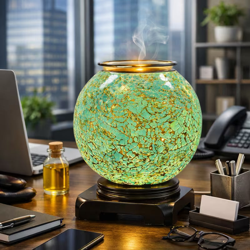 Teal Blue Globe Electric Oil Warmer with 3 Brightness Settings