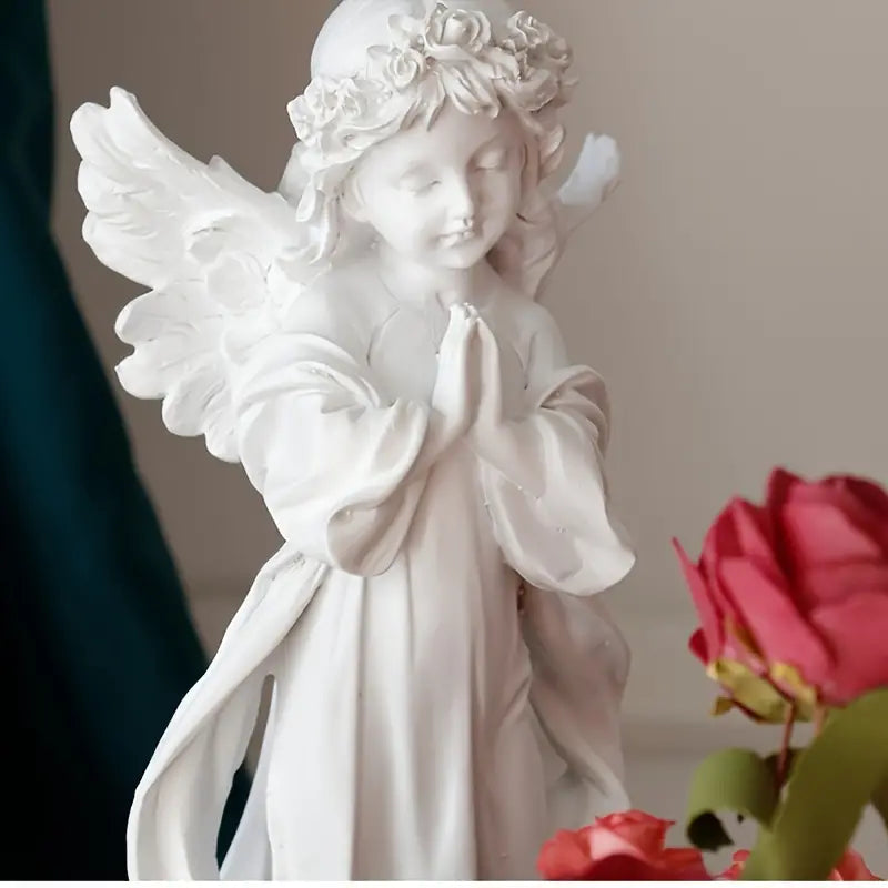 Praying Angel Girl Sculpture – Elegant Resin Home Decor