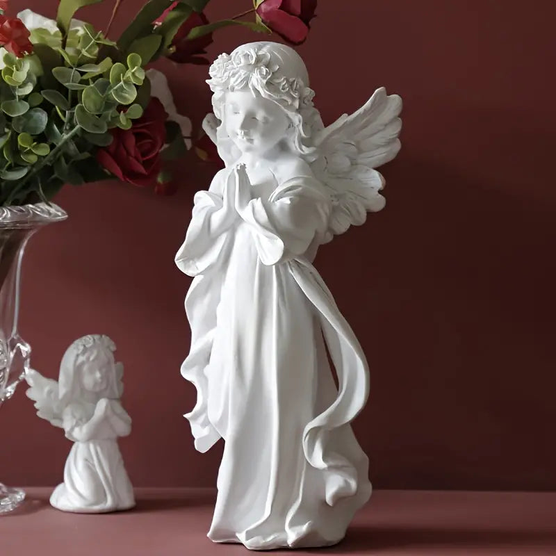 Praying Angel Girl Sculpture – Elegant Resin Home Decor