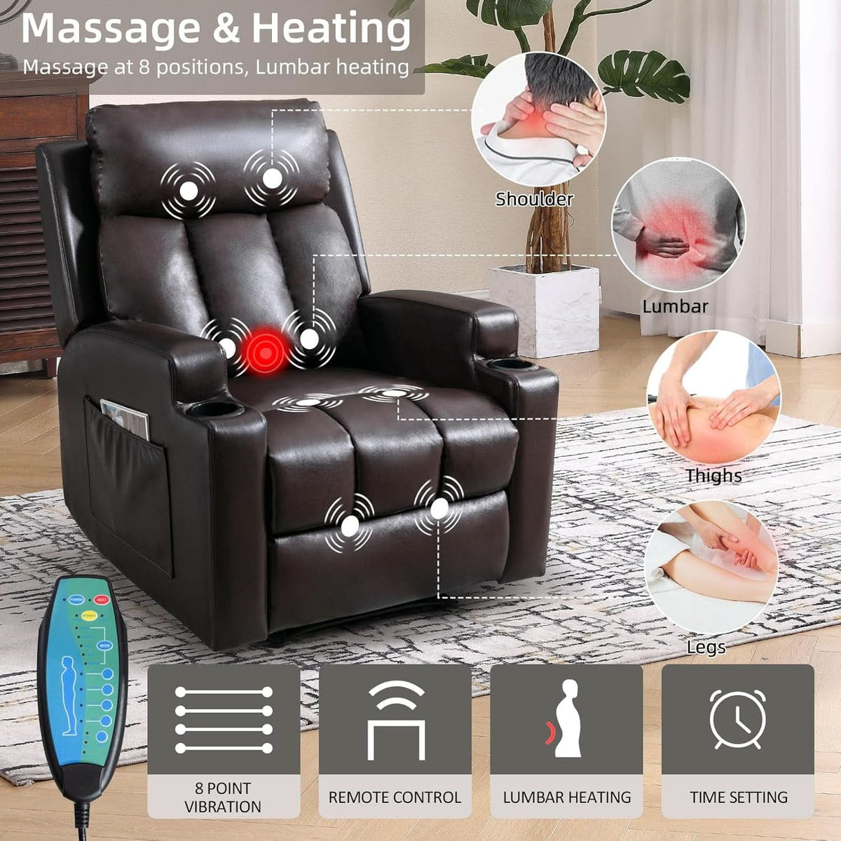 Brown UltraSoft Fabric Manual Recliner with Plush Arms