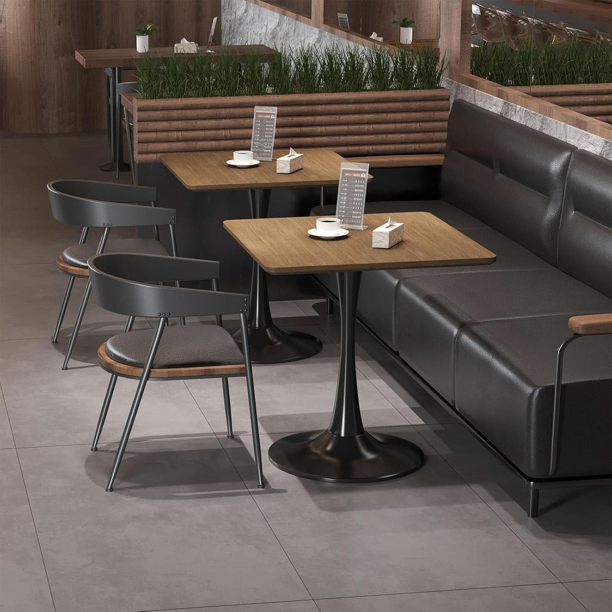 42" Walnut Tulip Dining Table for 2 | Modern Pedestal Bistro Table