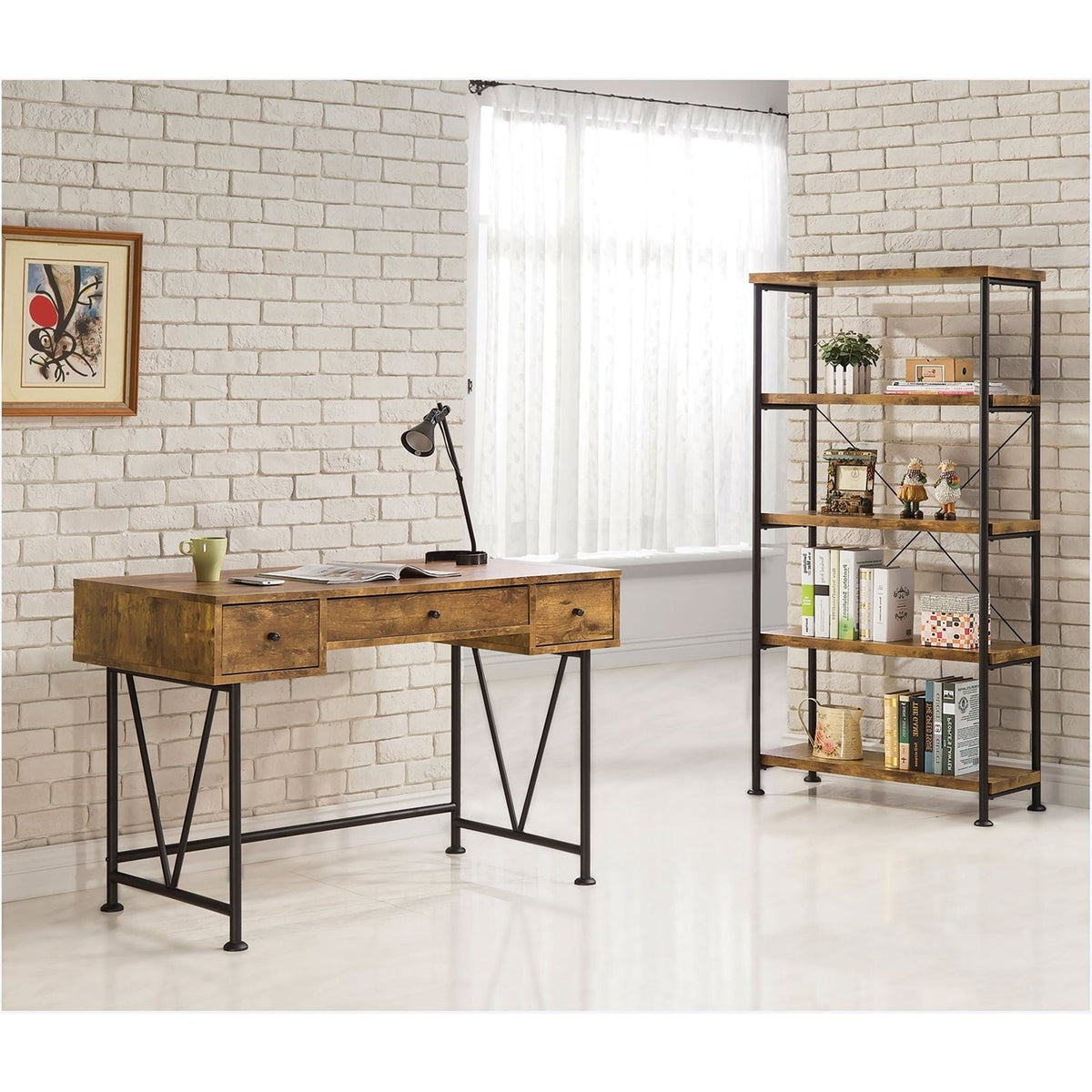 Rustic Farmhouse Writing Desk with 3 Drawers