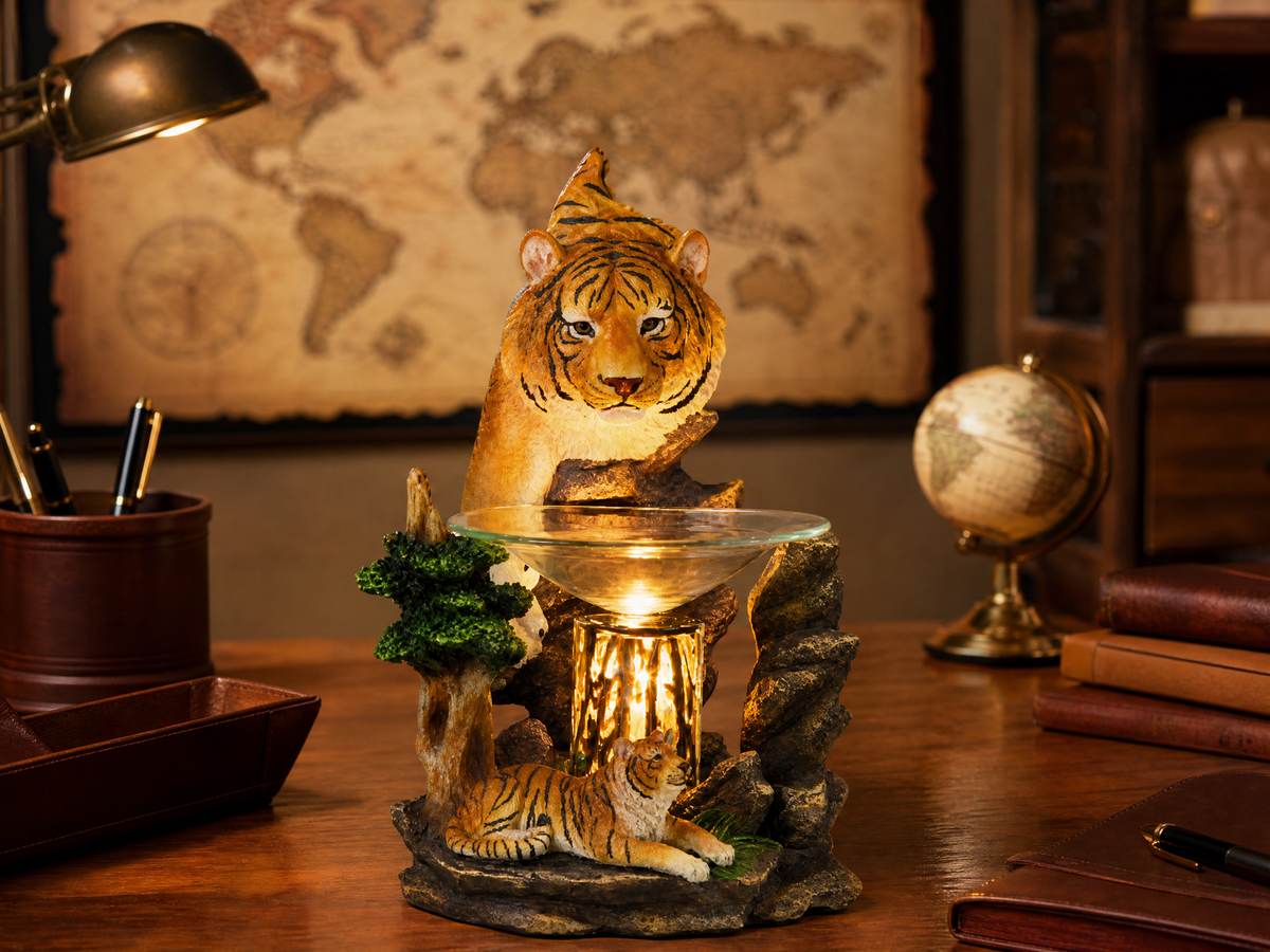 Brown Tigers Poly-Resin Oil Warmer