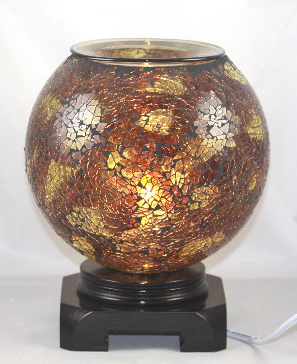 Brown Globe Designer Fragrance Oil Warmer Glass Lamp