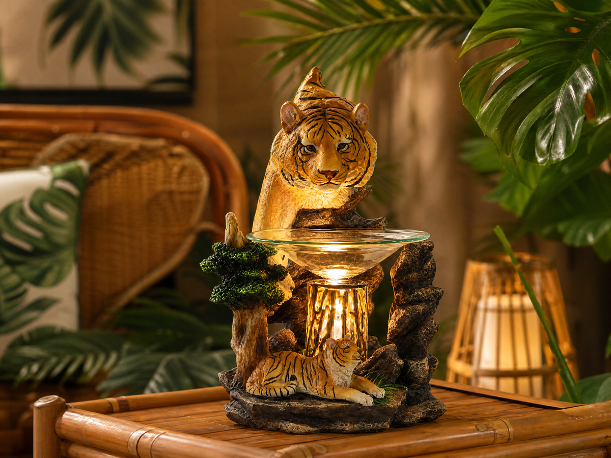 Brown Tigers Poly-Resin Oil Warmer