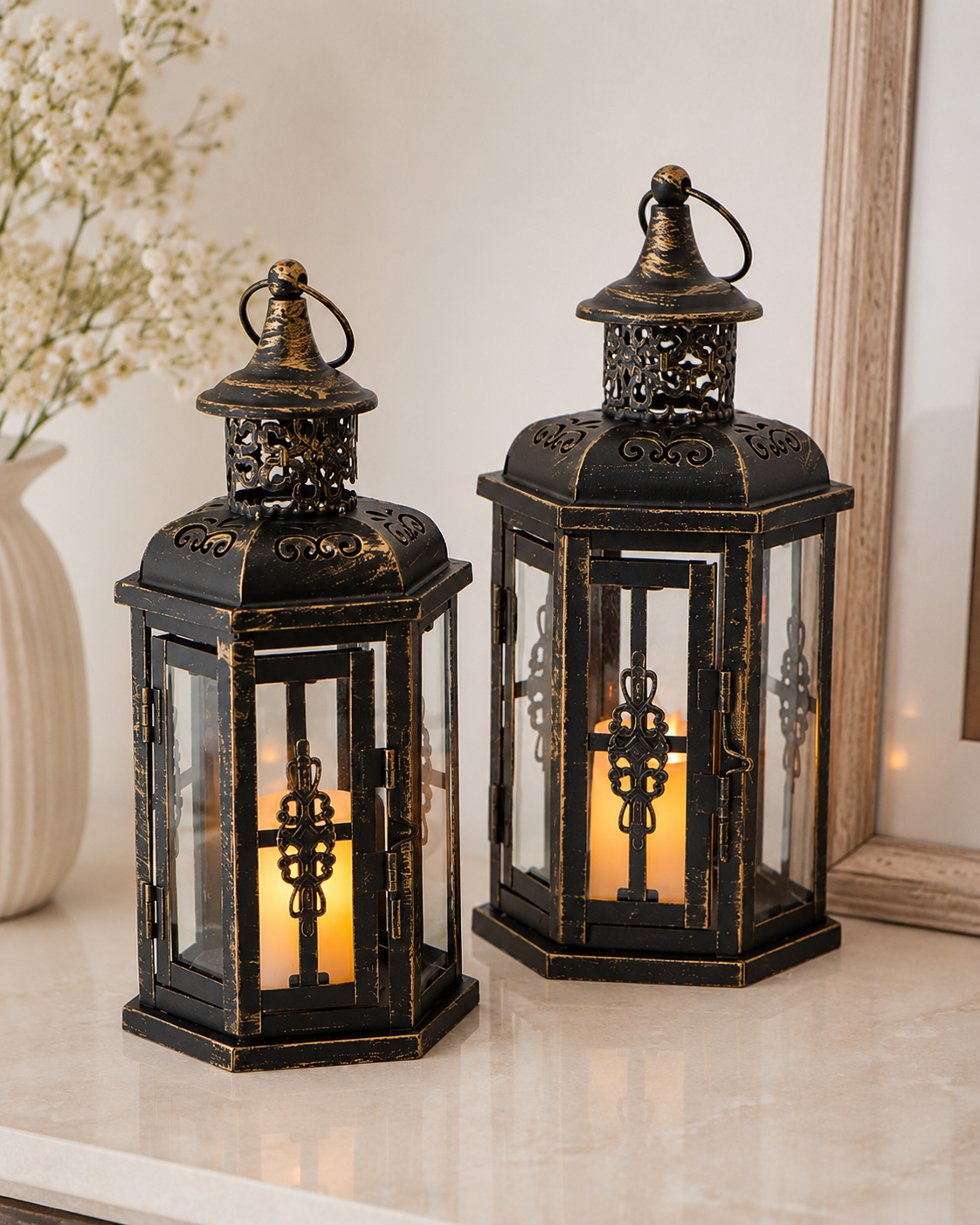 Vintage Hanging Lantern Set of 2 – 10 Inch