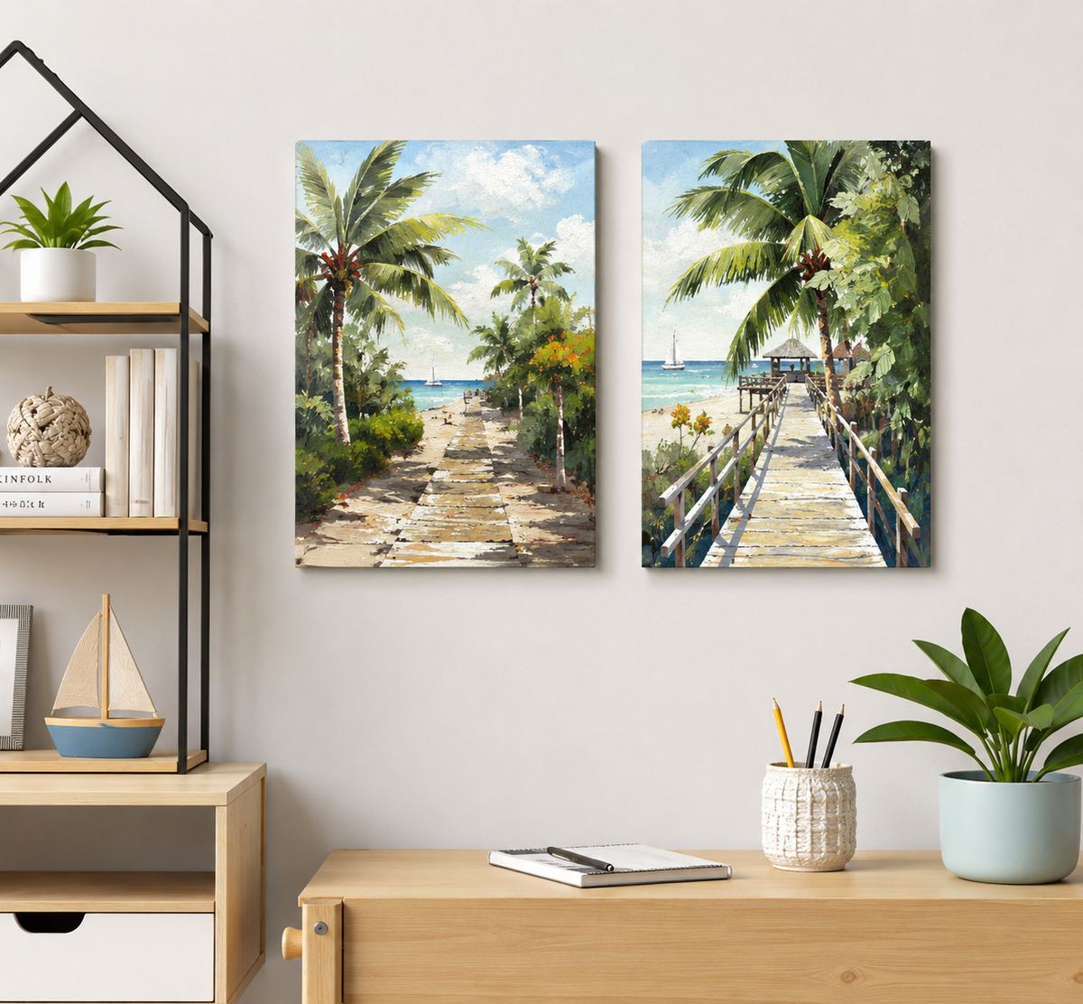 Two Panel Tropical Seascape Canvas Art | 11x16 in. (0.9x1.3 ft) | Gallery Quality