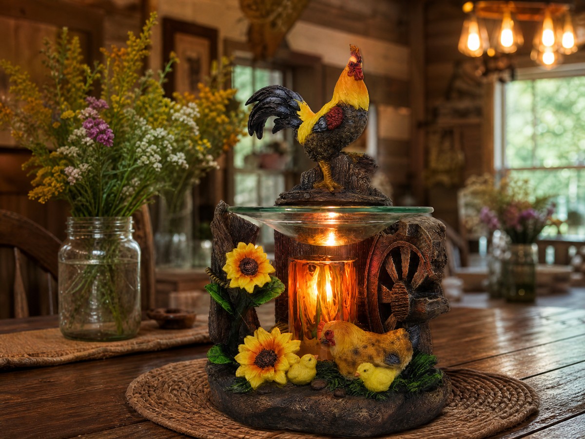 Rooster Poly-Resin Oil Warmer