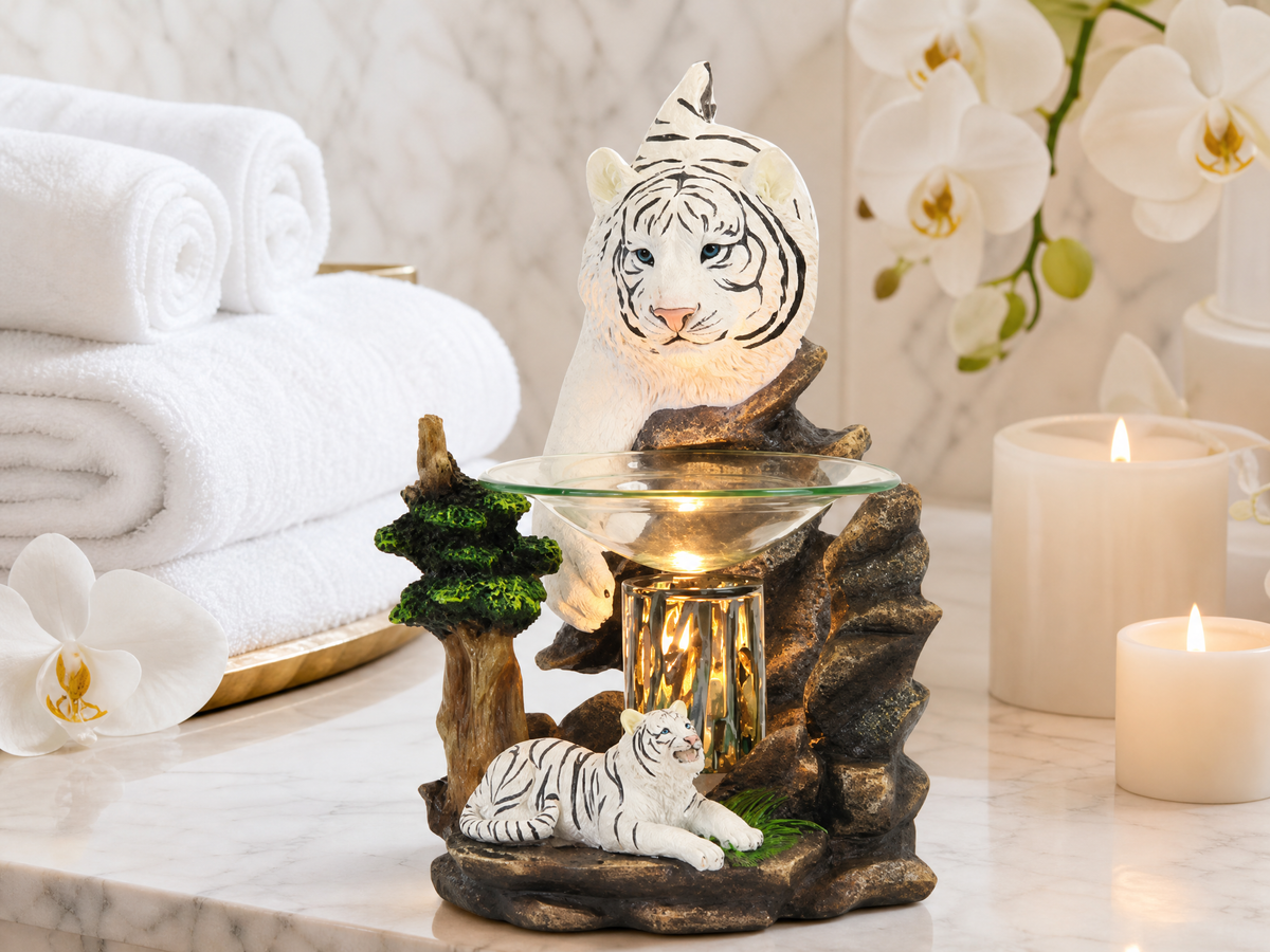 White Tigers Poly-Resin Oil Warmer