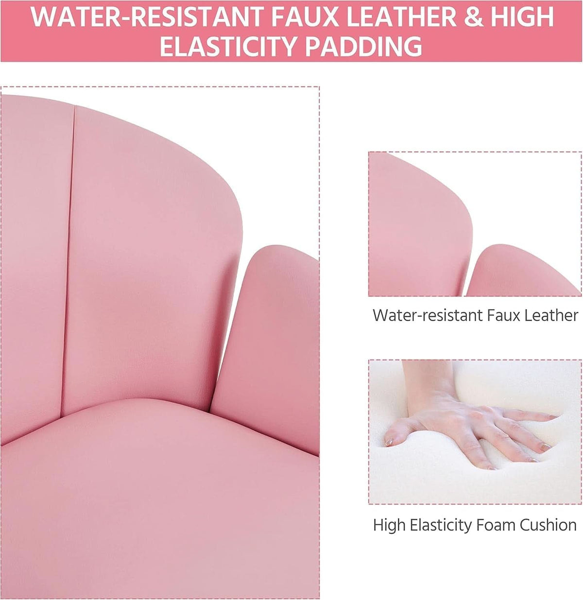 Pink Petal Swivel Desk Chair — Faux Leather