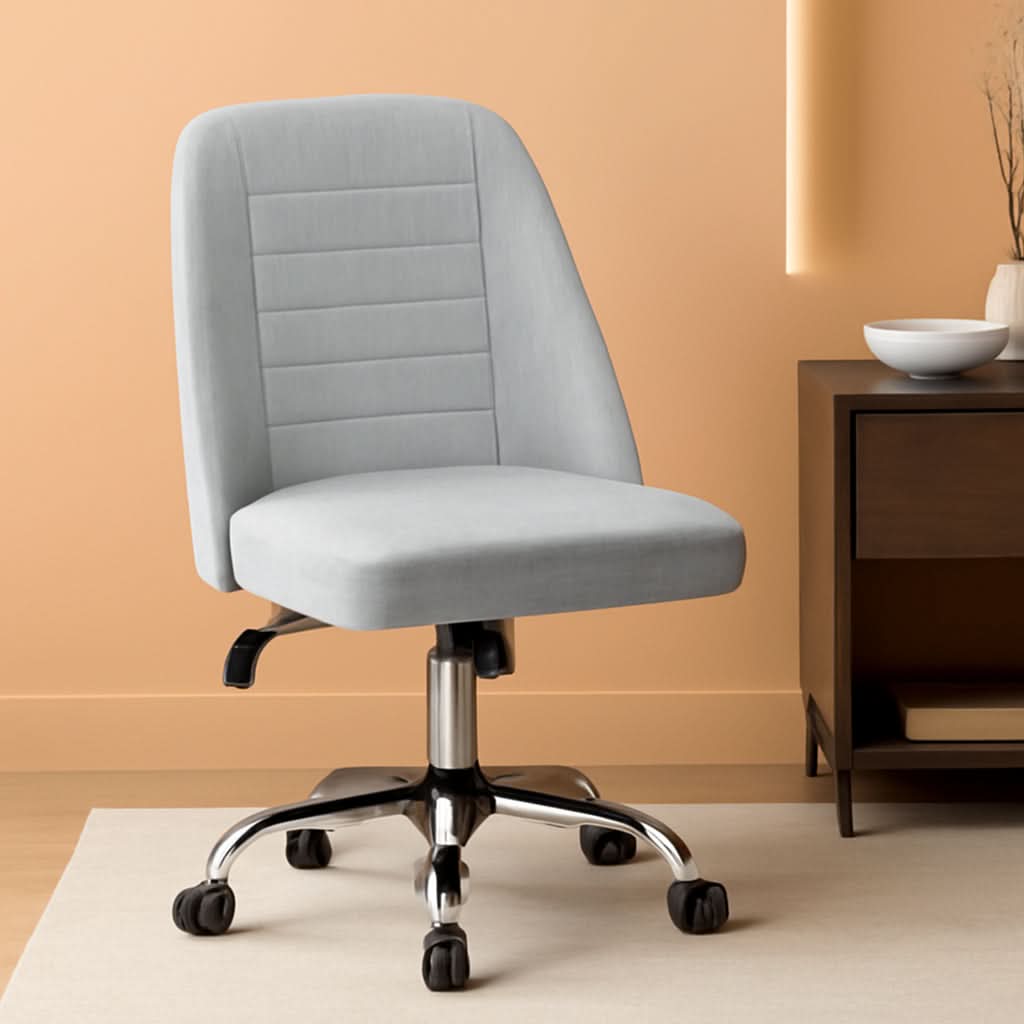 Linen Office Desk Chair with Rolling Wheels