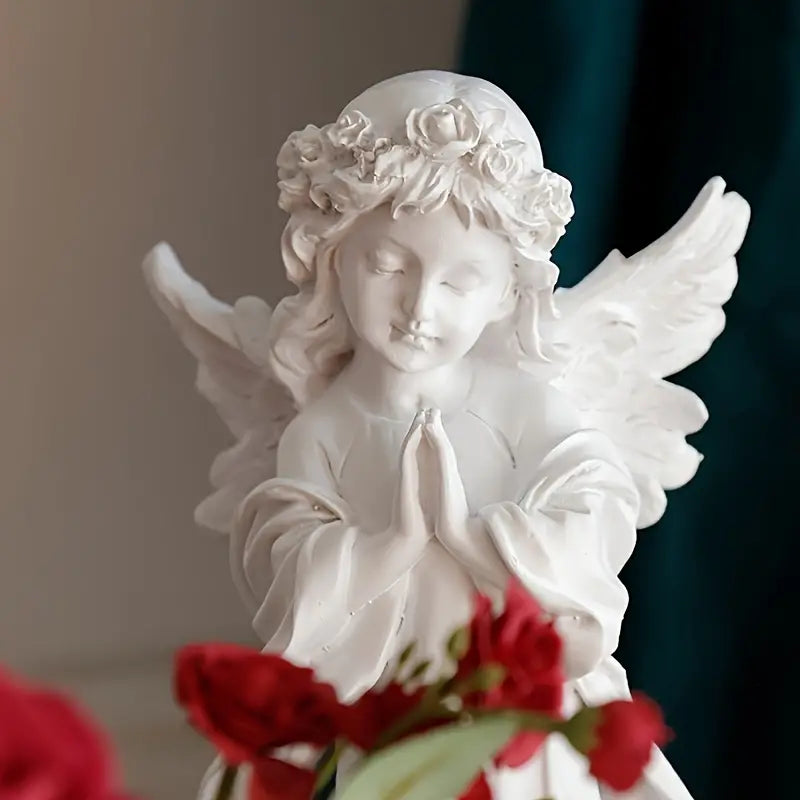 Praying Angel Girl Sculpture – Elegant Resin Home Decor