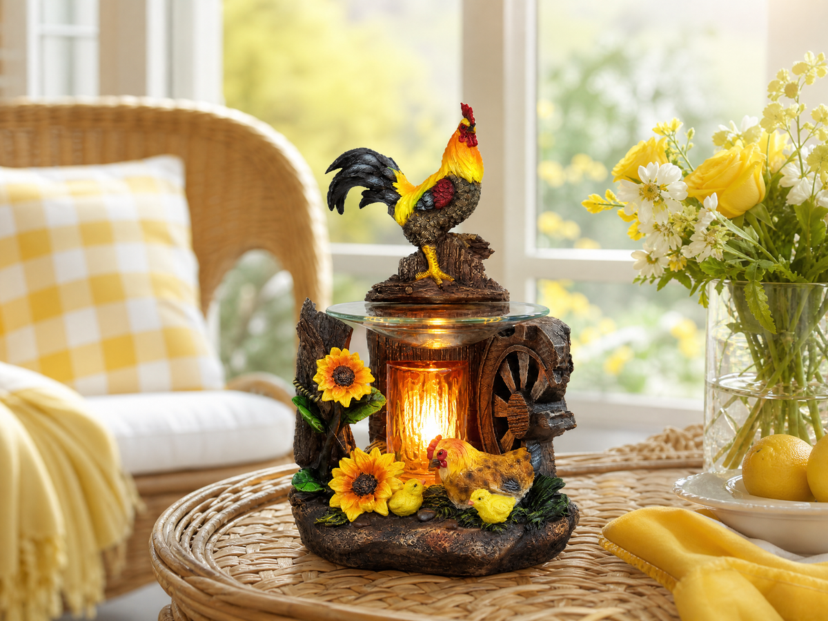 Rooster Poly-Resin Oil Warmer