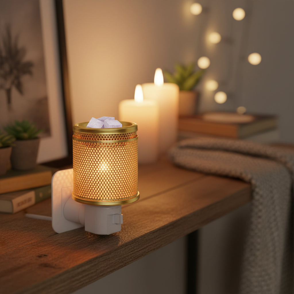 Gold Punched Double Metal Wax Melt Warmer & Night Light