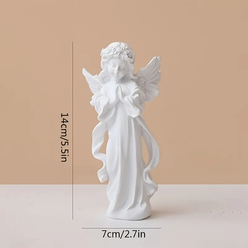 Praying Angel Girl Sculpture – Elegant Resin Home Decor