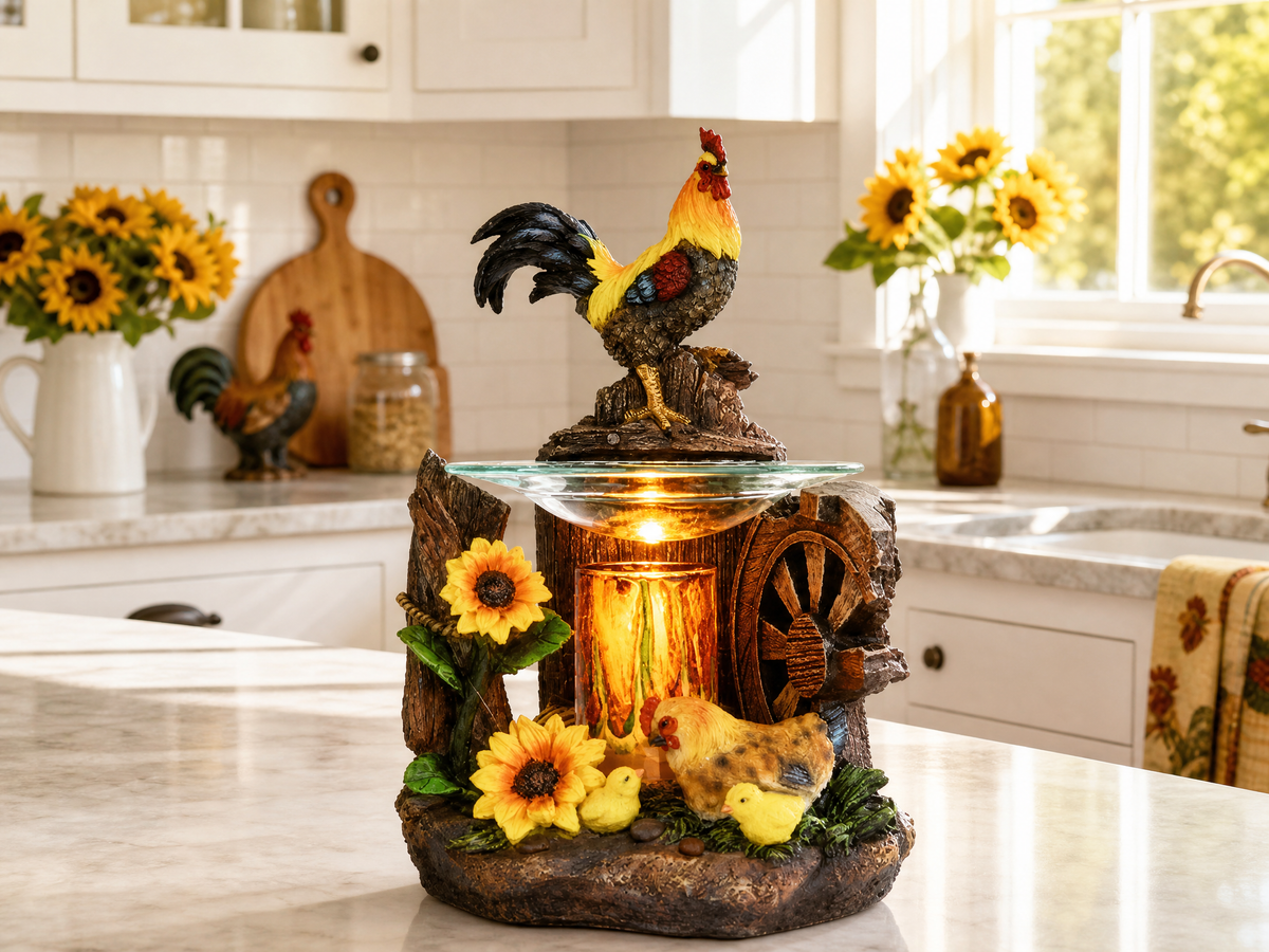 Rooster Poly-Resin Oil Warmer