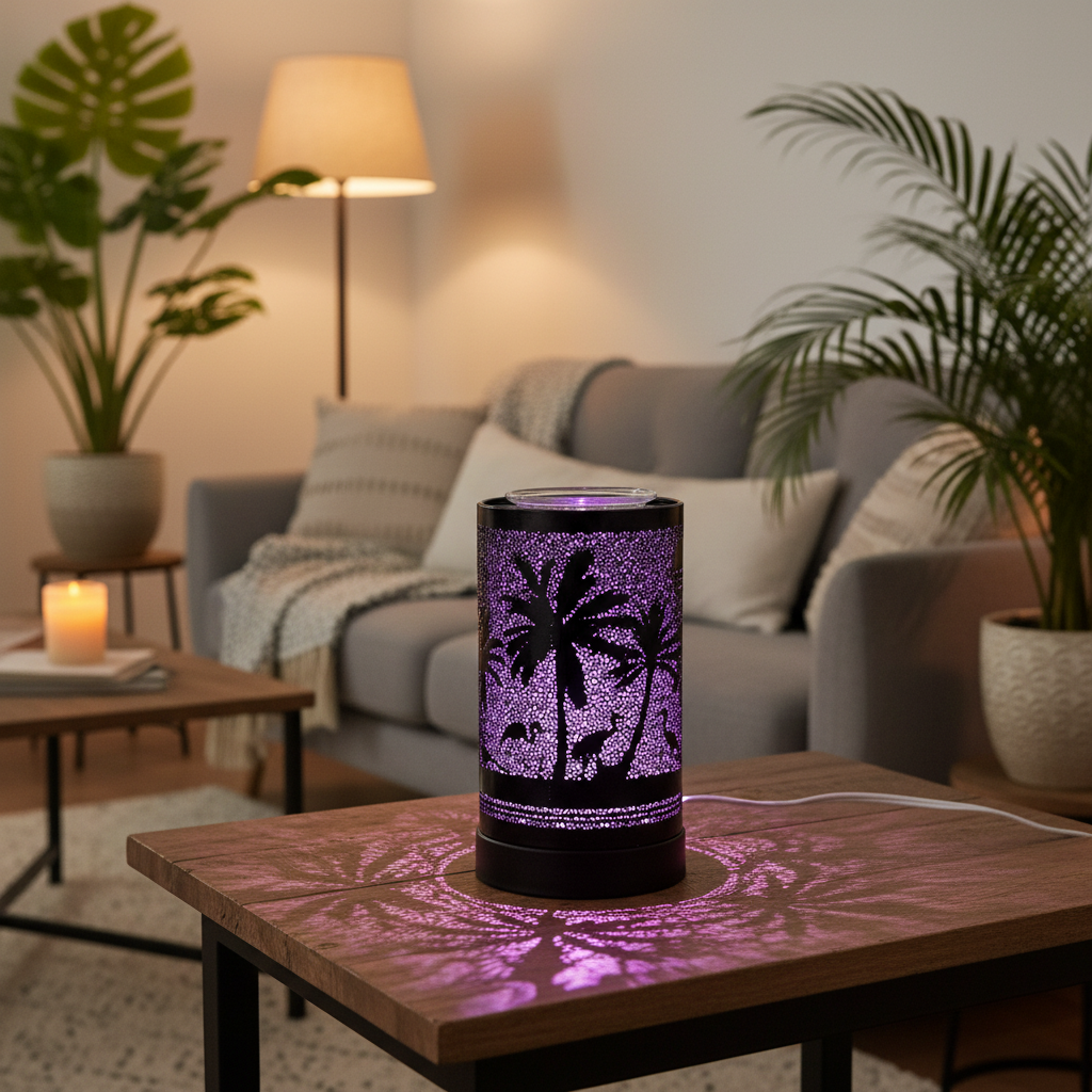 Palm Tree LED Warmer on living room side table