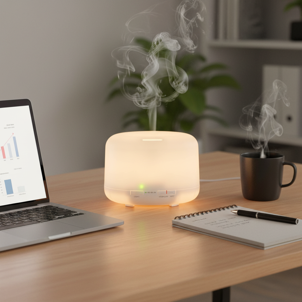 Ultrasonic Aroma Diffuser on modern office desk