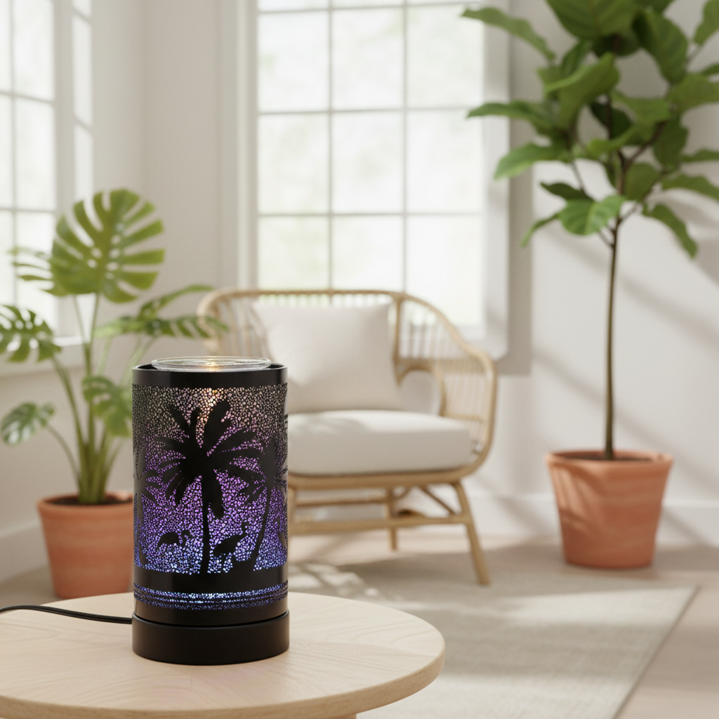 Palm Tree LED Warmer in sunroom patio