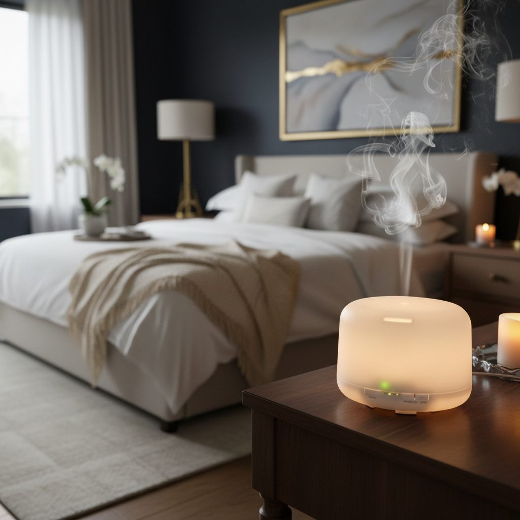 Ultrasonic Aroma Diffuser in luxury master bedroom