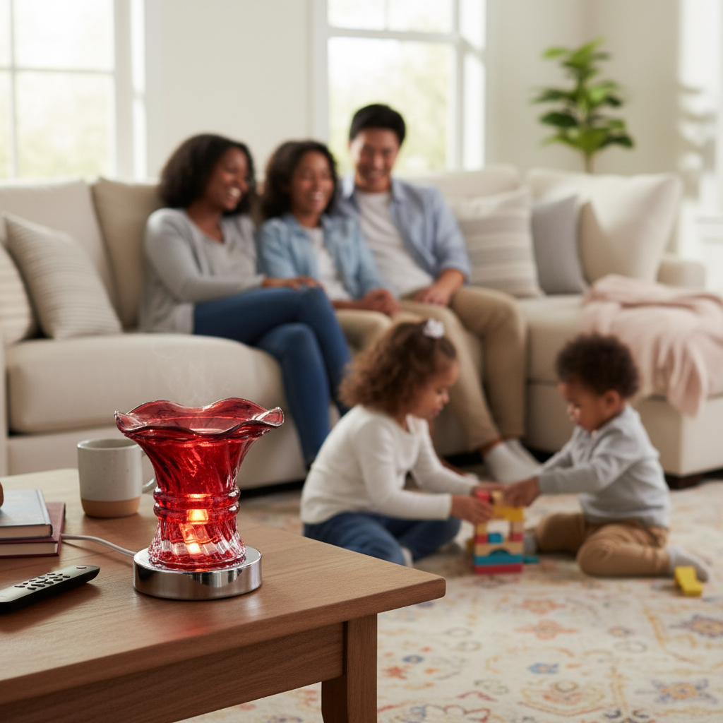 Fragrance Oil Warmer with casual multiracial family