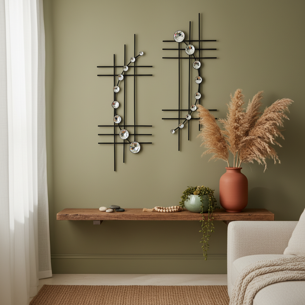 Crystal grid wall art sage green earthy decor