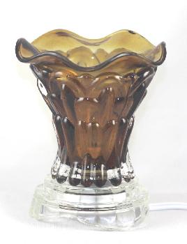 Warm Cognac Diamond-Cut Crystal Glass Fragrance Oil Warmer