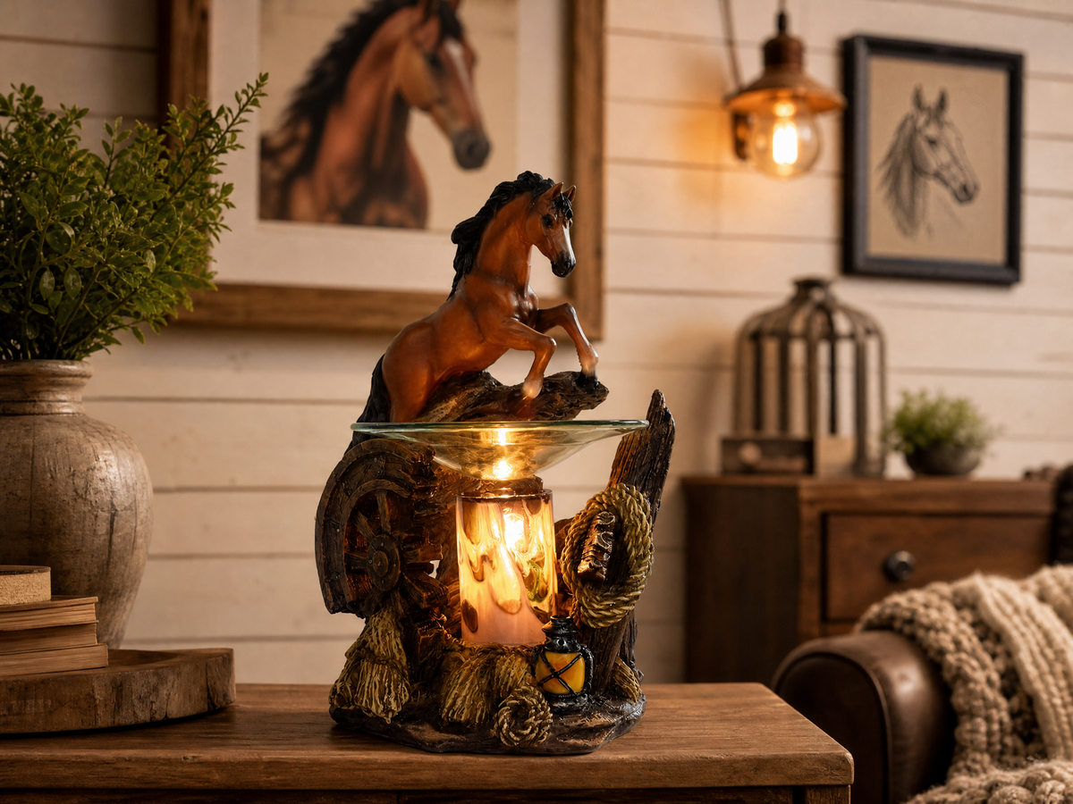 Brown Horse Poly-Resin Oil Warmer