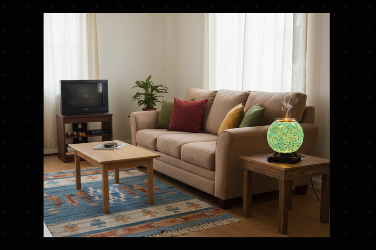 Teal Globe Warmer - Budget Living Room